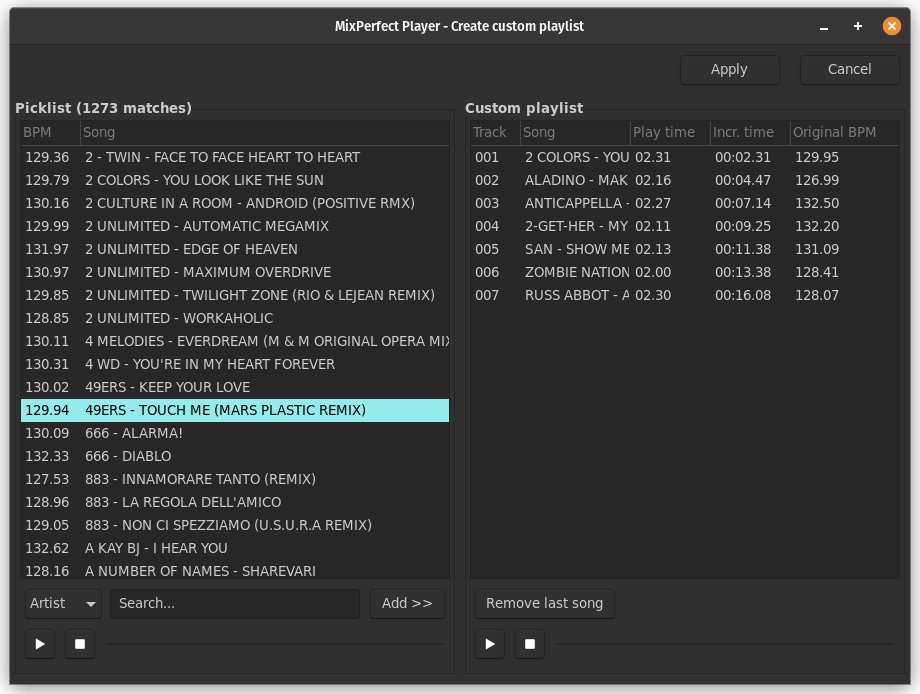 Creating a custom playlist