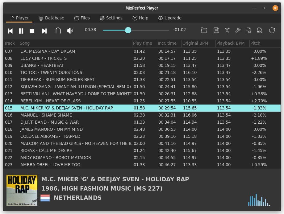 screenshot of mixperfect player